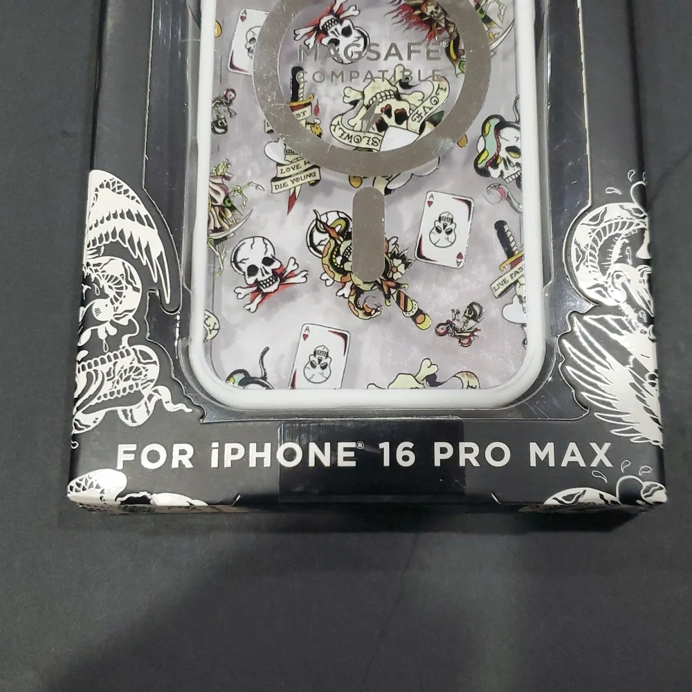 Ed Hardy white clear transparent ed hardy print iPhone 16 pro max phone case new